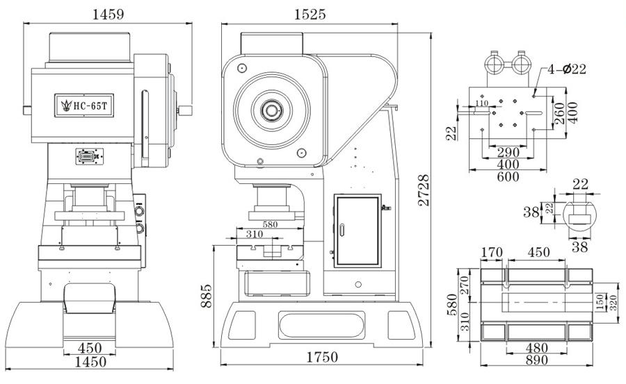 60噸C型高速沖床結構圖